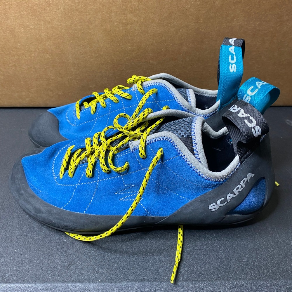 Scarpa Helix Climbing Shoes Blue Suede Vibram XS Edge 70005-001.1 Mens 8.5 41.5